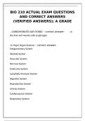 BIO 210 Biology BIO 210 Course&comma; Exam Material &ndash; Verified Actual Exam Questions and Answers &lpar;A Grade&rpar;