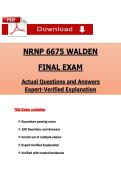 NRNP 6675 Walden Final Exam 2025&ndash;2026 &ndash; PMHNP Care Across the Lifespan II &lpar;Verified Q&A&rpar;