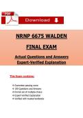 NRNP 6675 Week 11 Final Exam 2025&ndash;2026 &ndash; Walden PMHNP Care Across the Lifespan II &lpar;Verified Q&A&rpar;