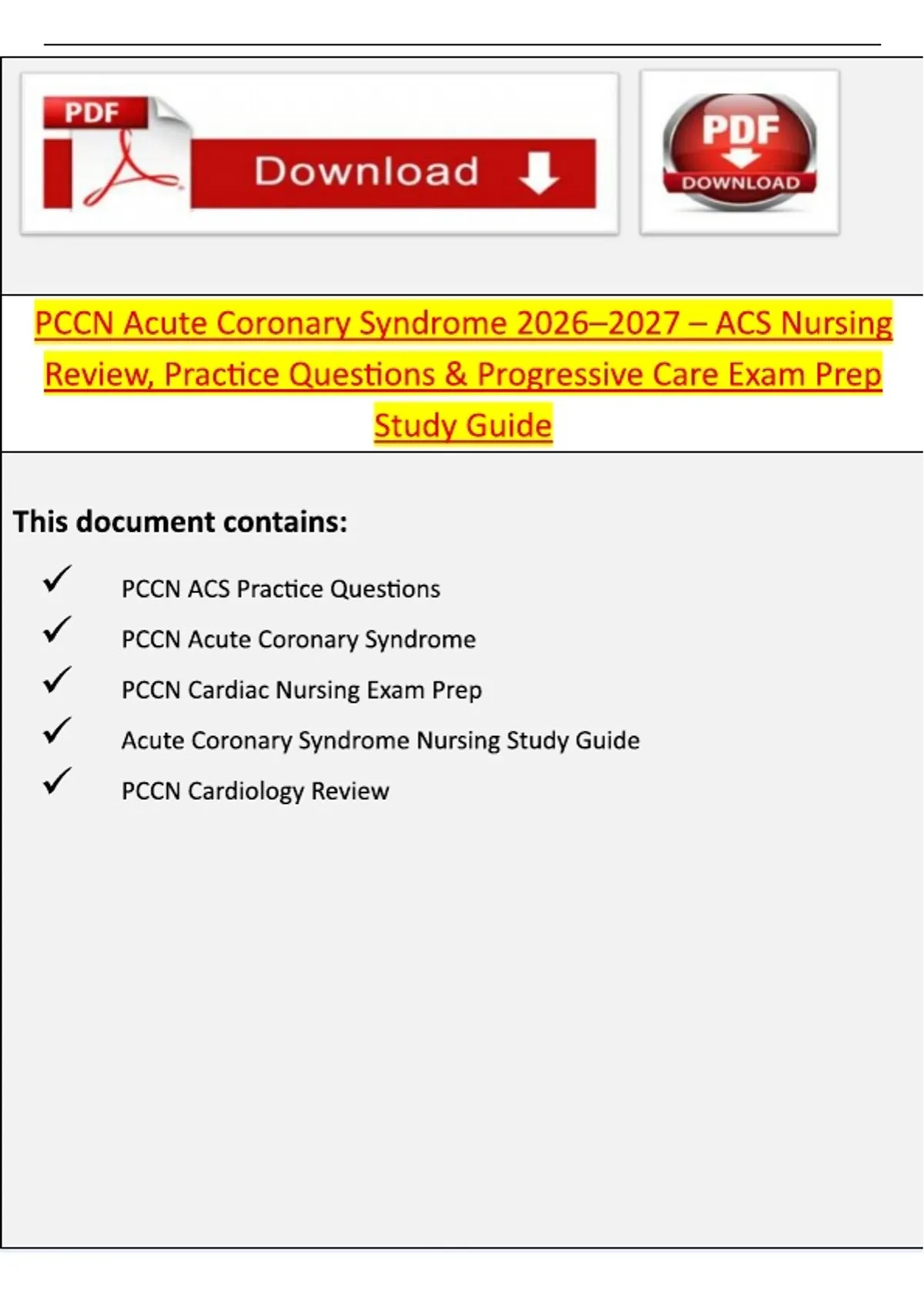 PCCN Acute Coronary Syndrome (ACS) Review 2026–2027: Nursing Study ...