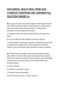 NGN MENTAL HEALTH FINAL PAPER 2026 COMPLETE QUESTIONS AND ANSWERS FULL SOLUTION GRADED A&plus;