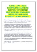 FLORIDA LAWS & RULES  CHIROPRACTIC BOARD EXAM  QUESTIONS WITH CORRECT  SOLUTIONS&vert;&vert;100&percnt; GUARANTEED  PASS&vert;&vert;UPDATED 2026&sol;2027  SYLLABUS&vert;&vert;<<NEWEST VERSION>> 