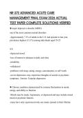 NR 572 ADVANCED ACUTE CARE MANAGEMENT FINAL EXAM 2026 ACTUAL TEST PAPER COMPLETE SOLUTIONS VERIFIED