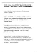 HSA Final Exam Prep Questions & Verified Answers