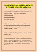HSA Final exam questions with detailed verified answers