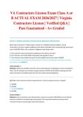 VA Contractors License Exam Class A or B ACTUAL EXAM 2026&sol;2027 &vert; Virginia Contractors License &vert; Verified Q&A &vert; Pass Guaranteed - A&plus; Graded