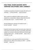 HSA Final Exam Quizzes &ndash; Verified Solutions &lpar;100&percnt; Correct&rpar;