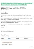 CONS 127 Midterm Exam&vert; Actual Questions and Answers Latest Updated &lpar;Graded A&plus;&rpar;-University of British Columbia