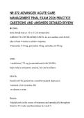 NR 572 ADVANCED ACUTE CARE  MANAGEMENT FINAL EXAM 2026 PRACTICE  QUESTIONS AND ANSWERS DETAILED REVIEW 