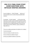HSA 3111 Final Exam Study Guide &ndash; Detailed Verified Answers