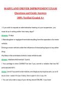 Maryland Driving Improvement Exam Actual 2026 &sol; 2027 Questions with Verified Answers Grade A&plus; Guarantee