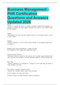 Business Management - PHR Certification Questions and Answers Updated 2026