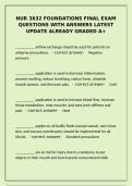 NUR 3632 Foundations Final Exam Questions & Answers &ndash; A&plus; Graded &lpar;Latest&rpar;
