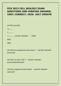 PCB 3023 Cell Biology Exam Questions & Verified Answers &lpar;2026-2027 Update&rpar;