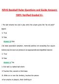 NFHS Baseball Rules Actual 2026 &sol; 2027 Questions with Verified Answers Grade A&plus; Guarantee