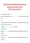 NFPA 24 Test &lpar;TFM10&rpar; Actual 2026 &sol; 2027 Questions with Verified Answers Grade A&plus; Guarantee