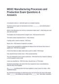 MSSC Manufacturing Processes and Production Exam Questions & Answers