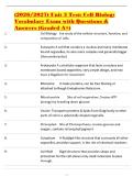 &lpar;2026&sol;2027&rpar; Unit 3 Test&colon; Cell Biology Vocabulary Exam with Questions & Answers &lpar;Graded A&plus;&rpar;