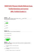 NRNP 6552 Women&rsquo;s Health Midterm Exam Actual 2026 &sol; 2027 Questions with Verified Answers Grade A&plus; Guarantee