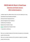 NRNP 6665 Week 11 Final Exam Actual 2026 &sol; 2027 Questions with Verified Answers Grade A&plus; Guarantee