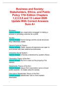 Business and Society&colon; Stakeholders&comma; Ethics&comma; and Public Policy 17th Edition Chapters 1&comma;2&comma;3&comma;5&comma;6 and 13 Latest 2026 Update With Correct Answers Sure A&plus;