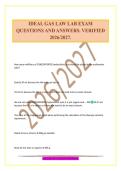 IDEAL GAS LAW LAB EXAM QUESTIONS AND ANSWERS&period; VERIFIED 2026&sol;2027&period;