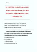 RN VATI Adult Medical-Surgical 2026 &vert; Verified Questions and Answers with Detailed Rationales &vert; Complete Comprehensive Review &vert; 100&percnt; Guaranteed Pass &vert; NCLEX-RN&reg; & ATI Predictor Exam Prep PDF