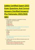 Zabbix Certified Expert &lpar;ZCE&rpar;  Exam Questions And Correct  Answers &lpar;Verified Answers&rpar;  Plus Rationales 2025&sol;2026  Q&A 
