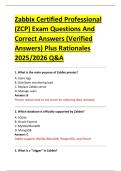 Zabbix Certified Professional  &lpar;ZCP&rpar; Exam Questions And  Correct Answers &lpar;Verified  Answers&rpar; Plus Rationales  2025&sol;2026 Q&A 