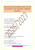 QUALITY MANAGEMENT QUIZ 1 EXAM QUESTIONS AND ANSWERS&period; VERIFIED 2026&sol;2027&period;