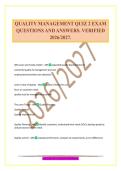 QUALITY MANAGEMENT QUIZ 2 EXAM QUESTIONS AND ANSWERS&period; VERIFIED 2026&sol;2027&period;