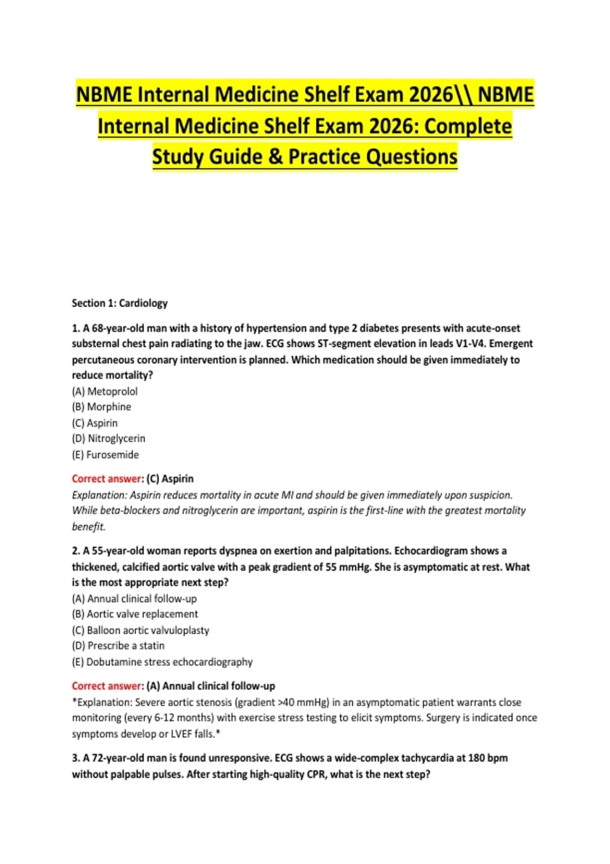NBME Internal Medicine Shelf Exam 2026 NBME Internal Medicine Shelf Exam 2026: Complete Study ...