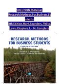 Solution Manual for Research Methods for Business Students 8th Edition by Saunders &vert; All 14 Chapters &vert; Complete Instructor's Guide