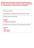 RRT TMC Exam &vert;&vert; Most Recent Exam Actual Complete Real Exam Questions And Correct Answers &lpar;Verified Answers&rpar; Already Graded A&plus; &vert; Guaranteed Success&excl;&excl; Newest Exam &vert;&vert; Just Released&excl;&excl;
