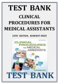 TEST BANK  CLINICAL  PROCEDURES FOR  MEDICAL ASSISTANTS  10TH  EDITION&comma;  BONEWIT-WEST