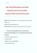 NSG 4100 &lpar;AH III&rpar; Exam 4 Test Bank 2026 &vert; Adult Health III &vert; Questions with Correct Verified Solutions &vert; 100&percnt; Guaranteed Pass &vert; NCLEX-RN&reg; & Medical-Surgical Nursing Exam Prep PDF