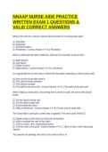 NNAAP NURSE AIDE PRACTICE WRITTEN EXAM 1 QUESTIONS & VALID CORRECT ANSWERS