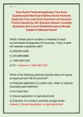 Nova Scotia Pesticide Applicator Core Exam  Questions&vert;&vert;Verified Exam&excl;&excl;&excl;&vert;&vert;Nova Scotia Pesticide  Applicator Core prep Exam Questions and Answers  Practice Questions with Solutions Newest Complete  Questions And Correct Detailed Answers&vert; Already  Graded A&plus;&vert;