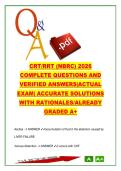 CRT&sol;RRT &lpar;NBRC&rpar; 2026 &ndash; Complete Exam Questions & Verified Answers with Rationales on Respiratory Care & Critical Care Practice