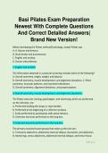 Basi Pilates Exam Preparation  Newest With Complete Questions  And Correct Detailed Answers&vert;  Brand New Version&excl; 