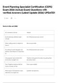 Event Planning Specialist Certification &lpar;CEPS&rpar; Exam 2026 &lpar;Actual Exam&rpar; Questions with verified Answers &lpar;Latest Update 2026&rpar; UPDATE&excl;&excl;  