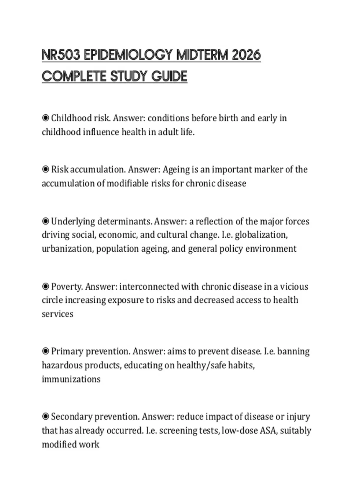 NR503 EPIDEMIOLOGY MIDTERM 2026 COMPLETE STUDY GUIDE - NR503 - Stuvia US