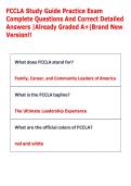 FCCLA Study Guide Practice Exam  Complete Questions And Correct Detailed  Answers &vert;Already Graded A&plus;&vert;Brand New  Version&excl;&excl; 