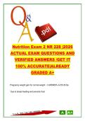 NR 228 Nutrition Exam 2 &lpar;2026&rpar; &ndash; 250 Questions & Answers on Maternal Nutrition&comma; Enteral&sol;Parenteral Feeding&comma; GI Disorders & Diet Therapy &vert; Chamberlain University