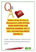 Intro to Management Exam 2 2026 &ndash; 180 Questions & Answers on Job Design&comma; Organizational Structure&comma; HRM & Leadership &vert; Rutgers