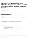 AA&sol;ENVOY CSA TRAINING Exam &lpar;2026&rpar; UPDATE Verified Questions And Answers &vert; With 100&percnt; Correct Answers graded A&plus; Guaranteed Success&excl;&excl;