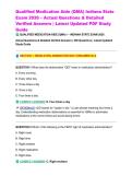 Qualified Medication Aide &lpar;QMA&rpar; Indiana State Exam 2026 &ndash; Actual Questions & Detailed Verified Answers &vert; Latest Updated PDF Study Guide