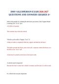DMV SALESPERSON EXAM 2026-2027 QUESTIONS AND ANSWERS GRADED A&plus;