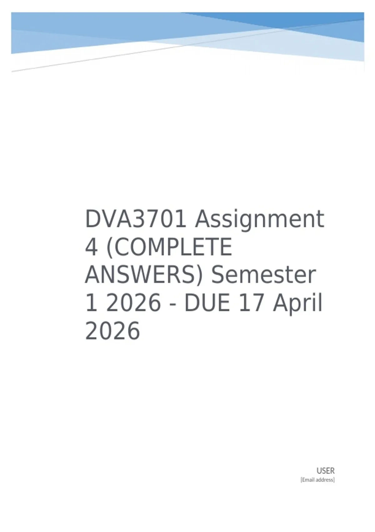 DVA3701 Assignment 4 (COMPLETE ANSWERS) Semester 1 2026 - DUE 17 April ...