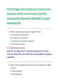 NCCCO Digger Derrick Operator Practice Exam  Questions With Correct Answers &lpar;Verified  Answers&rpar; Plus Rationales 2026 Q&A &vert; Instant  Download Pdf 